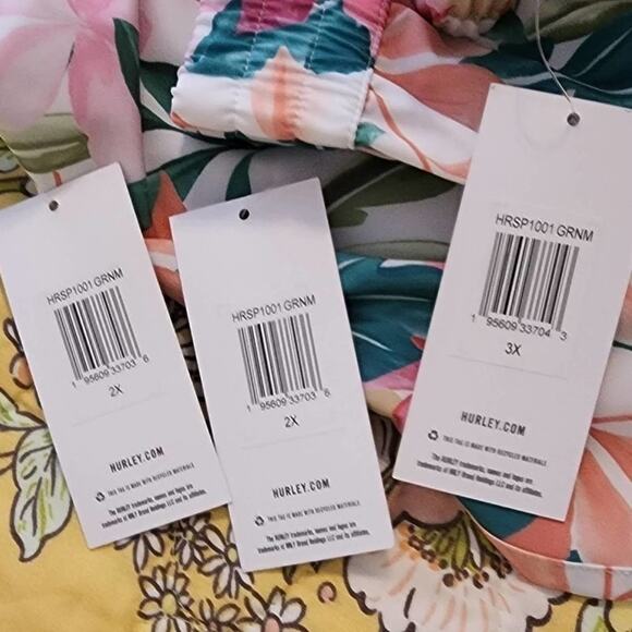 Hurley floral active athletic workout swim shorts women's plus size 1X 2X 3X New - Picture 7 of 7